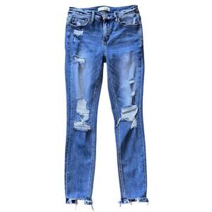 Vervet by Flying Monkey Mid-Rise Skinny Heirloom Distressed Wash Jeans 27X27